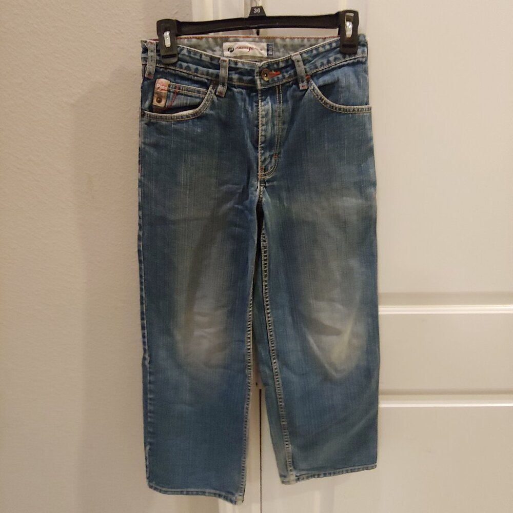 Paco Jeans Boys YOUTH Sz 10 Blue Denim Baggy Carpenter Utility Skater Pants